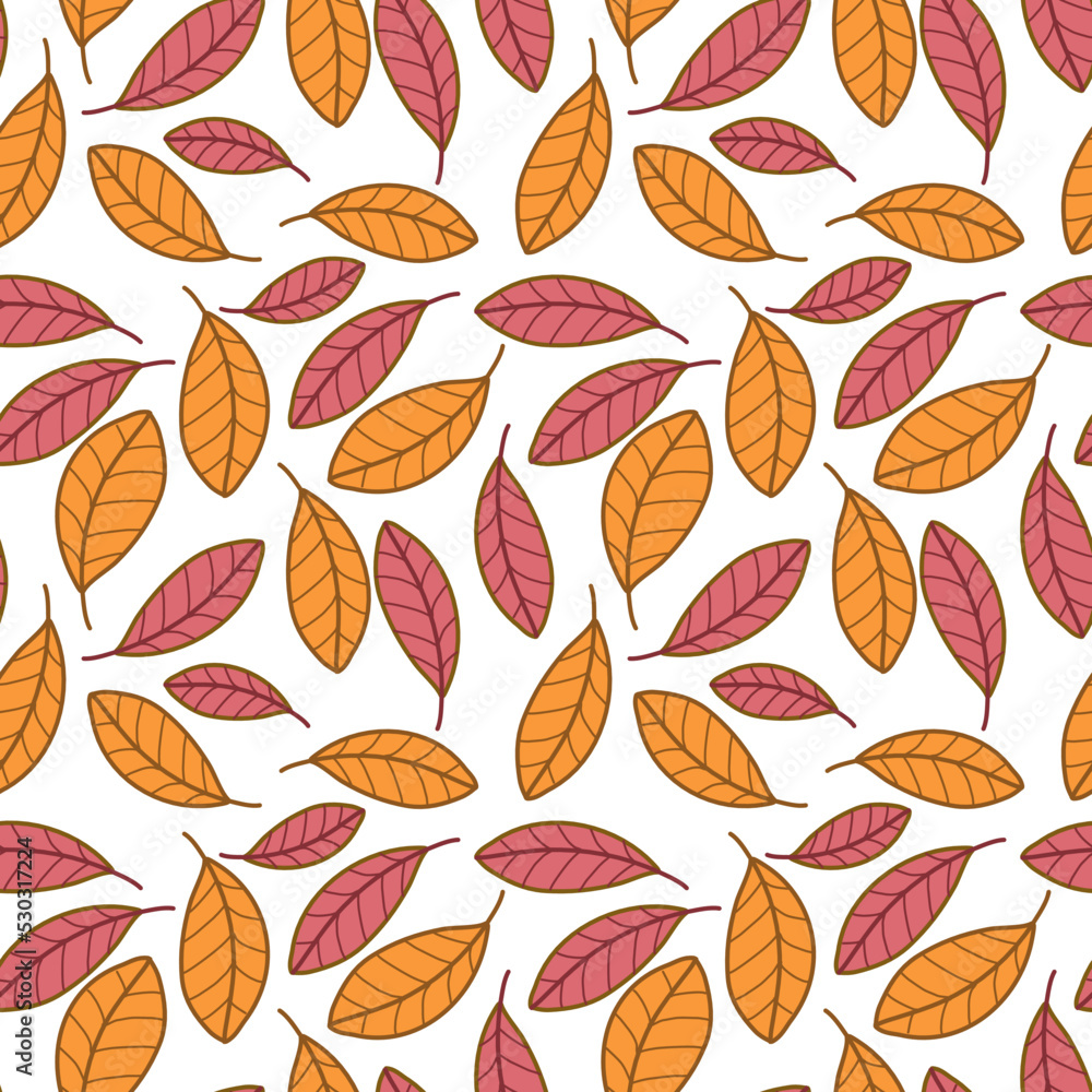 Obraz premium Vector seamless spring leaf pattern with small leaf on a white background.