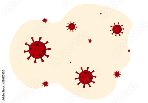 Reproduction of the virus, infection.
Background with flying bacteria. The concept of the development of the epidemic, influenza.
Vector image in cartoon style.