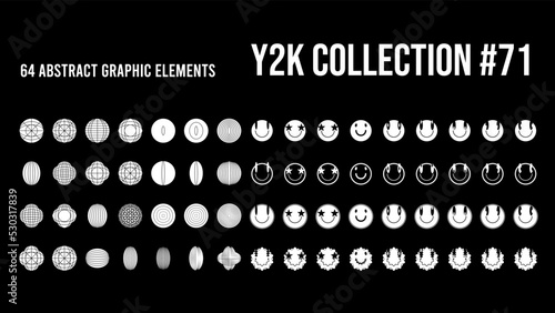 Vector set of Y2K stars, starburst and retro futuristic graphic ornaments for decoration. Vector illustration