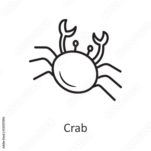 Crab vector outline Icon Design illustration. Holiday Symbol on White background EPS 10 File