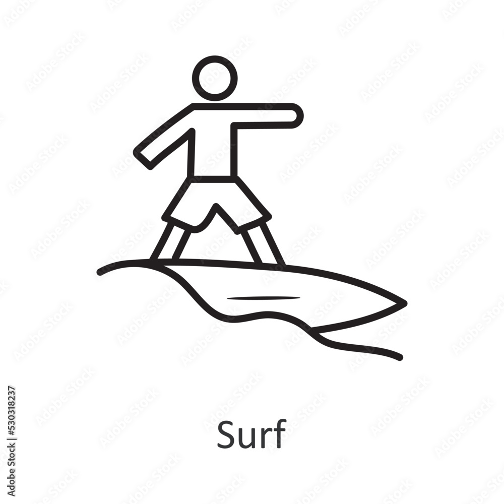 Surf vector outline Icon Design illustration. Holiday Symbol on White background EPS 10 File