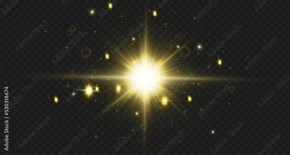 Light effects, glare, glitter, explosion, golden light, Vector illustration. shining golden stars. Light effects, glare, glitter, explosion, golden light, Vector illustration. shining golden stars.