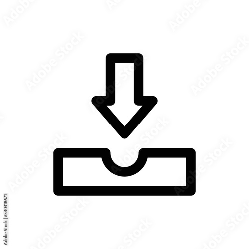 Download to storage icon in black outline style