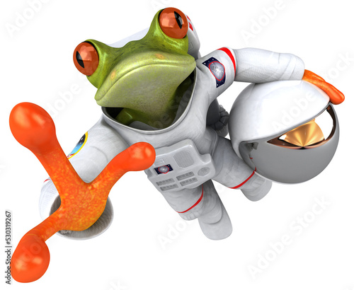 Fototapeta Naklejka Na Ścianę i Meble -  Fun 3D cartoon illustration of a comsmonaut frog