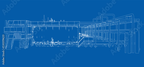 Sketch of industrial equipment. Vector