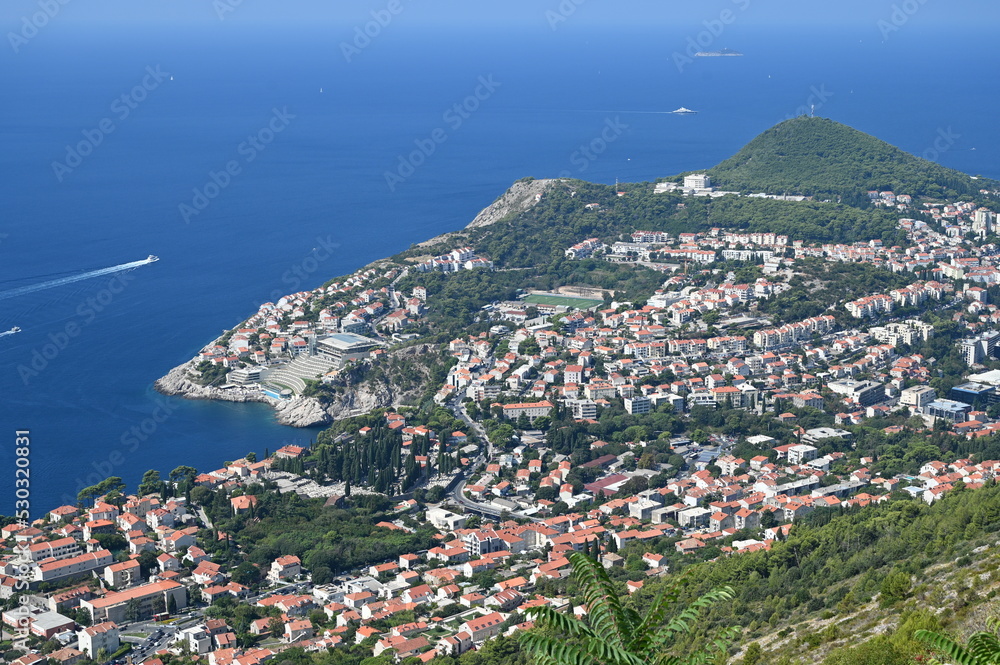 Looking down at the town of Dubrovnik, Croatia.