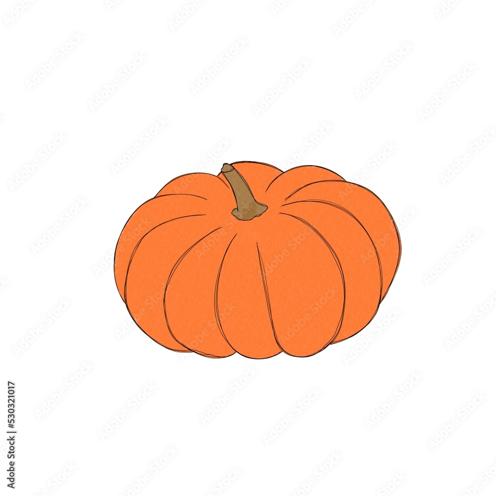 Obraz premium Pumpkin watercolor drawing free hand. Pumpkin for Thanksgiving. Bright pumpkin for Halloween