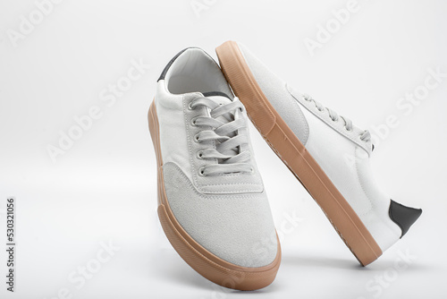 Casual shoes man. White man shoes on white background
