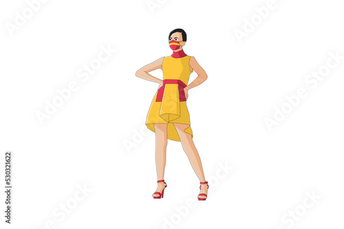 Vector illustration of elegant women posing