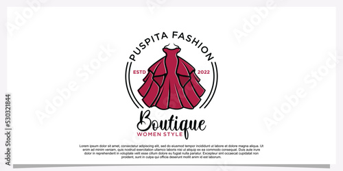 Fashion logo design with dress fashion logo art vector logo template Premium Vector Part 1