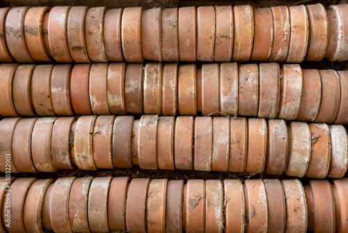 Pattern of stacked terracotta pots