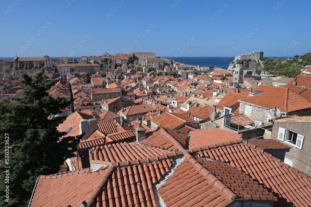 The walled city of Dubrovnic and Fort Lovrijenac in Croatia.