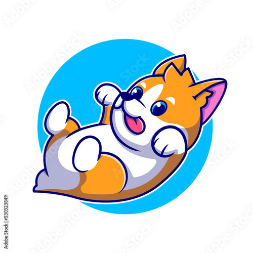 Cute Dog Shiba Inu Lay Cartoon Vector Icon Illustration. 
Animal Nature Icon Concept Isolated Premium Vector. Flat 
Cartoon Style