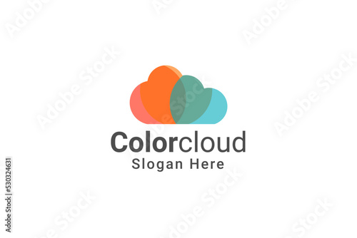 Abstract Cloud Logo Design. Storage Creative Symbol. Universal Vector Icon.