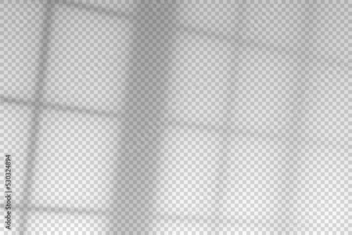 Shadow from reflection blind. Reflected shades on sun light window on wall. Overlay effect design print. Natural shade blinds isolated on transparent background. Reflect sunlight soft shading. Vector