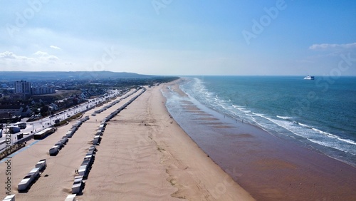 drone photo Calais beach, plage de Calais France europe