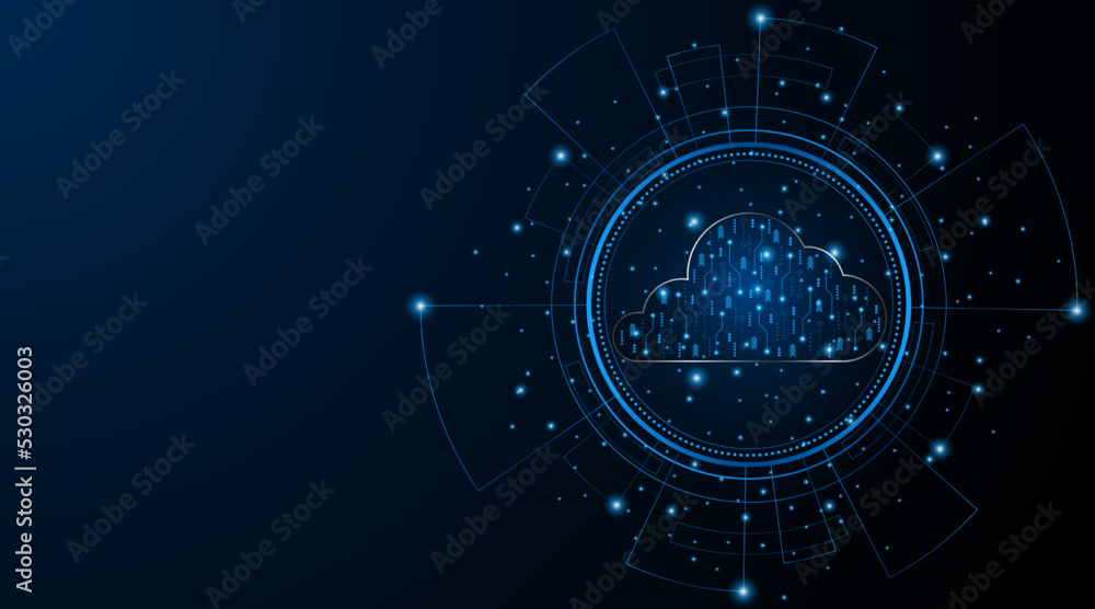 Abstract cloud technology circuit board. Large data center concept. modern cloud storage technology innovation concept background
