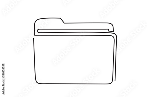 Folder drawn by a single line on a white background. One-line drawing. Continuous line.