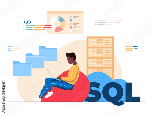 SQL developer, flat vector illustration programming language