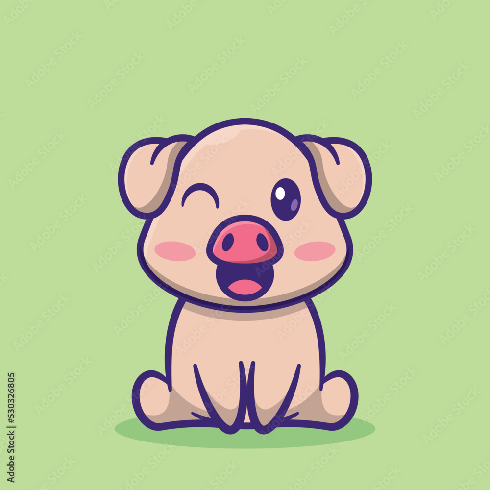 cute mascot icon pig character is sitting cute mascot icon pig character is sitting