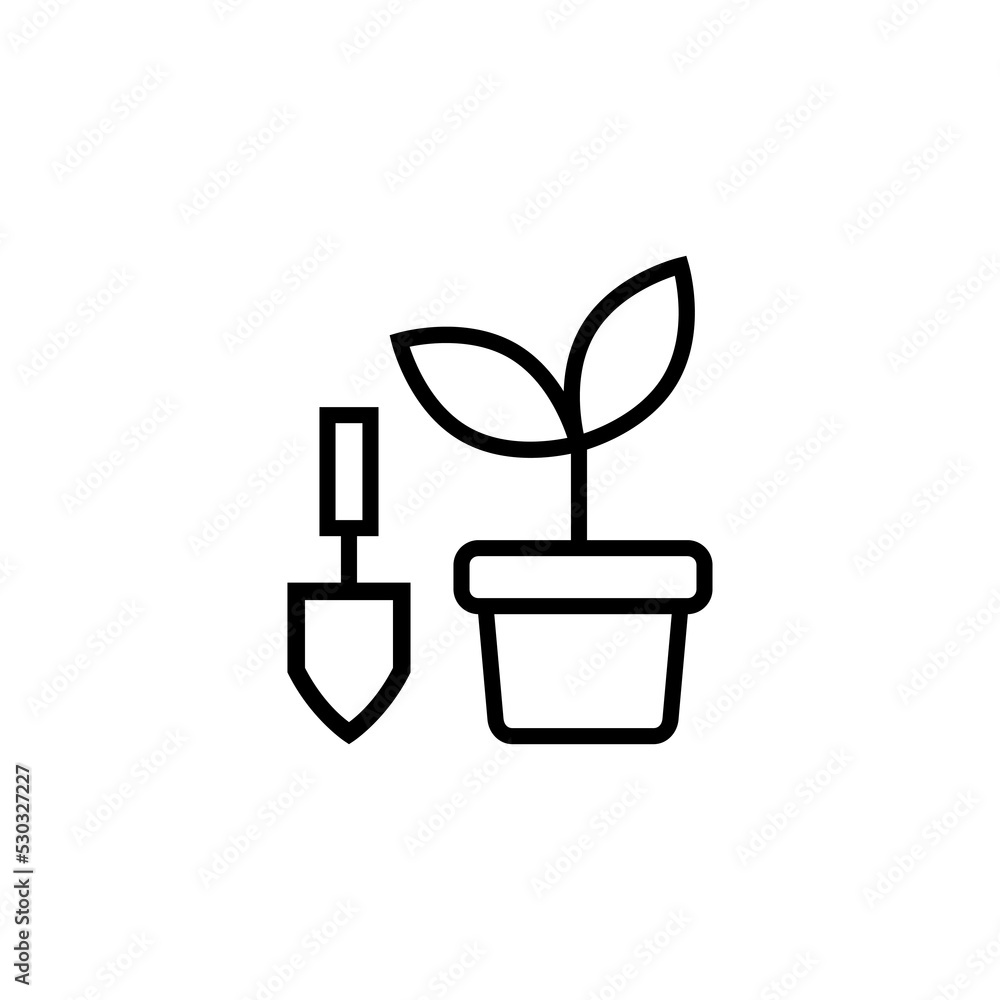 Gardening line icon isolated on white background Gardening line icon isolated on white background