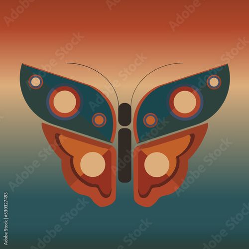 Orange and green butterfly.Background design of colors and gradients. vector illustration eps10.