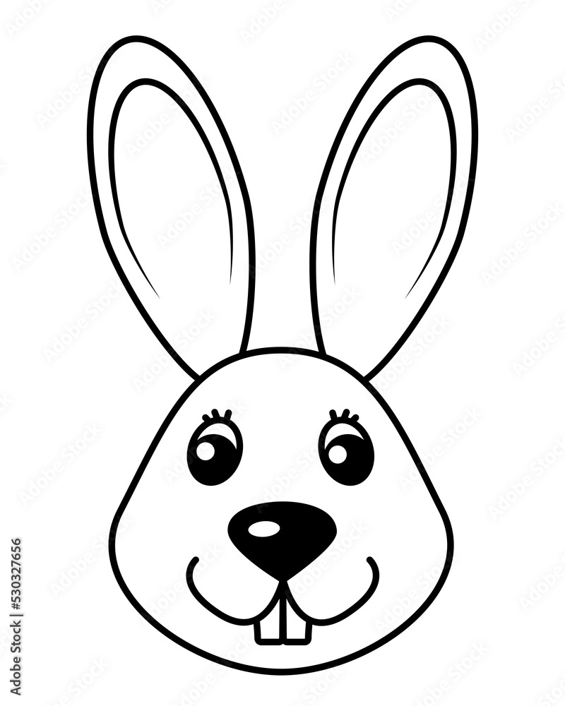 Obraz premium Bunny illustration black color, PNG with transparent background. 
