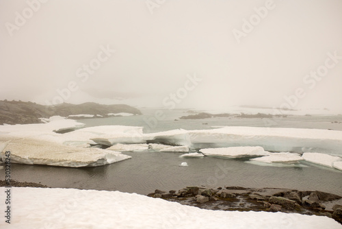 Snowy mountains in Norway, high in mountains