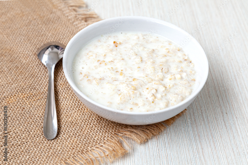 Plate with oatmeal - light background Plate with oatmeal - light background