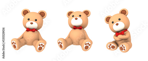 Foto bear plush doll character on transparent background, 3D illustration