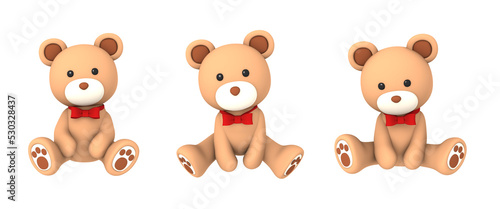 Wallpaper Mural bear plush doll character on transparent background, 3D illustration Torontodigital.ca
