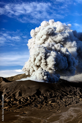 Mt Bromo Java active volcano erupting Indonesia Asia