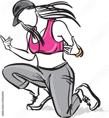 young girl woman hip hop dancer posing cool dance concept vector illustration