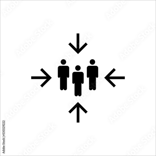 Assembly point linear icon. Gathering location, evacuation from dangerous situation.