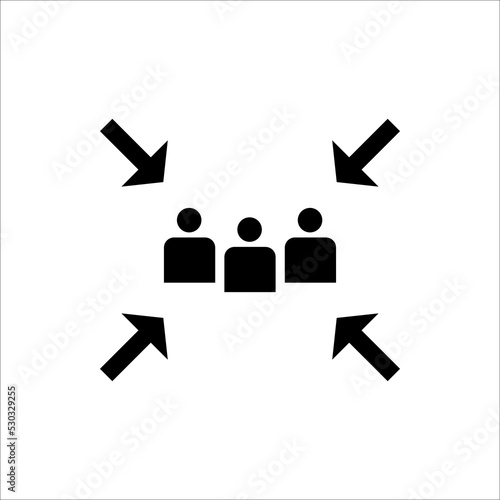 Assembly point linear icon. Gathering location, evacuation from dangerous situation.
