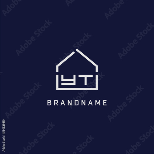 Initial letter YT roof real estate logo design ideas
