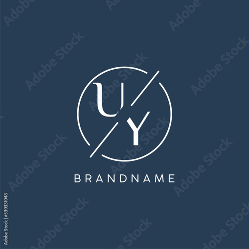 Initial letter UY logo monogram with circle line style photo