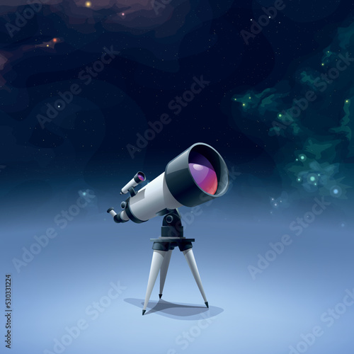 white space telescope arounded shiny deep space