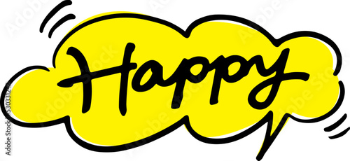手書きの吹き出し文字「Happy」