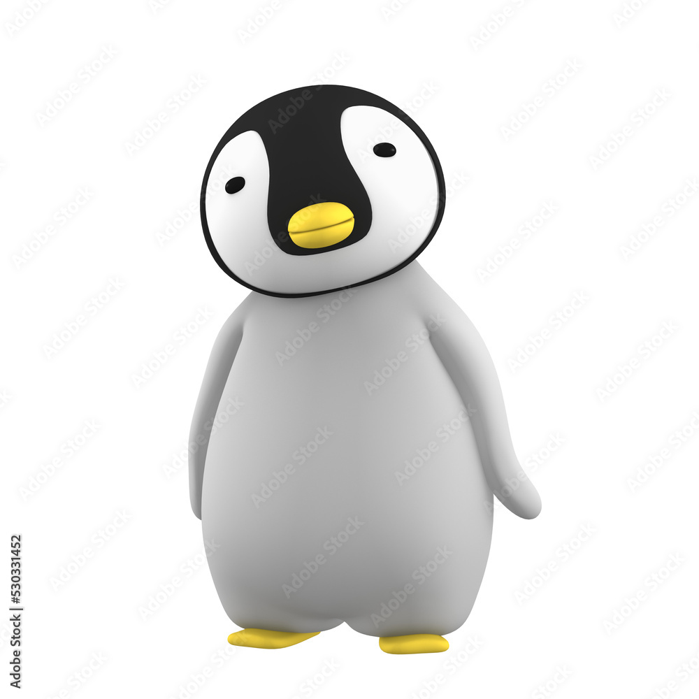Fototapeta premium baby penguin on transparent background, 3D illustration