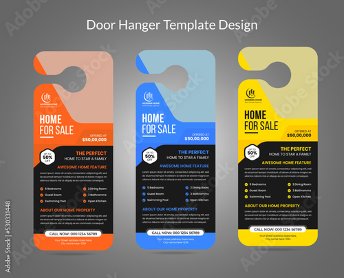 Real estate agency business door hanger template design