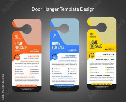 Real estate agency business door hanger template design