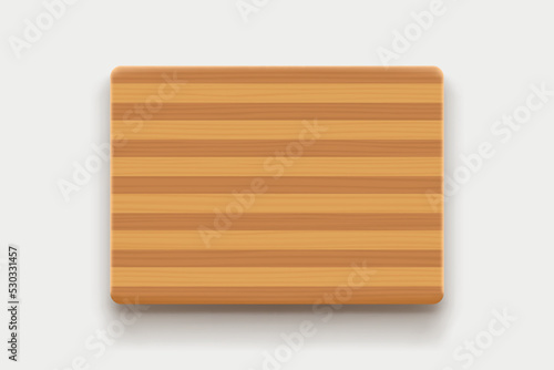 wooden cutting board top view on white