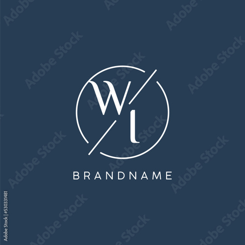 Initial letter WI logo monogram with circle line style