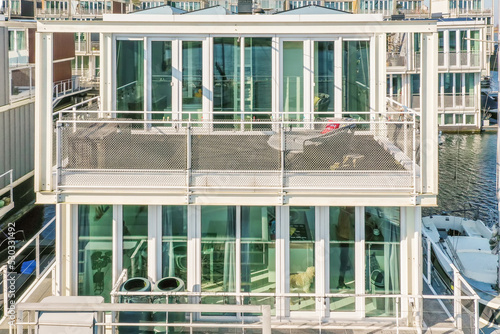 Exterior view of a modern glazed house