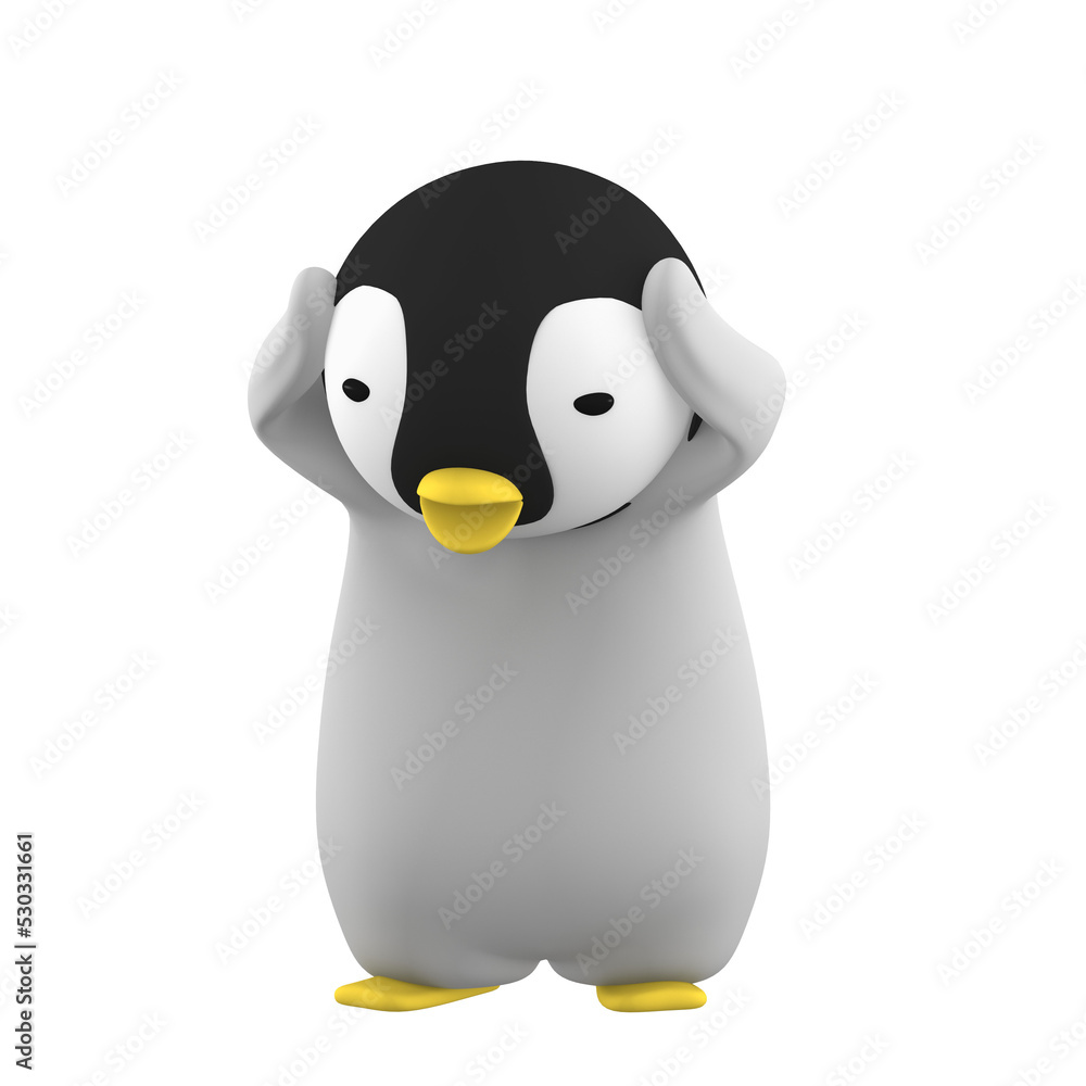 Fototapeta premium baby penguin on transparent background, 3D illustration