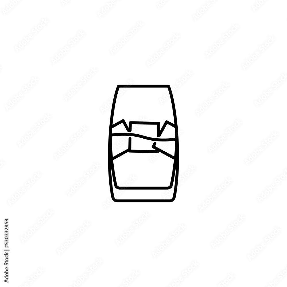 vibe cooler or beer glass icon with ice cube on white background. simple, line, silhouette and clean style. black and white. suitable for symbol, sign, icon or logo