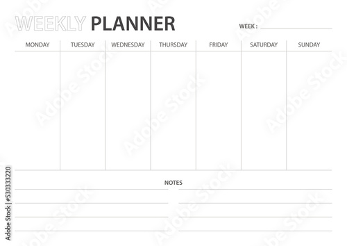 Simple WEEKLY PLANNER with notes