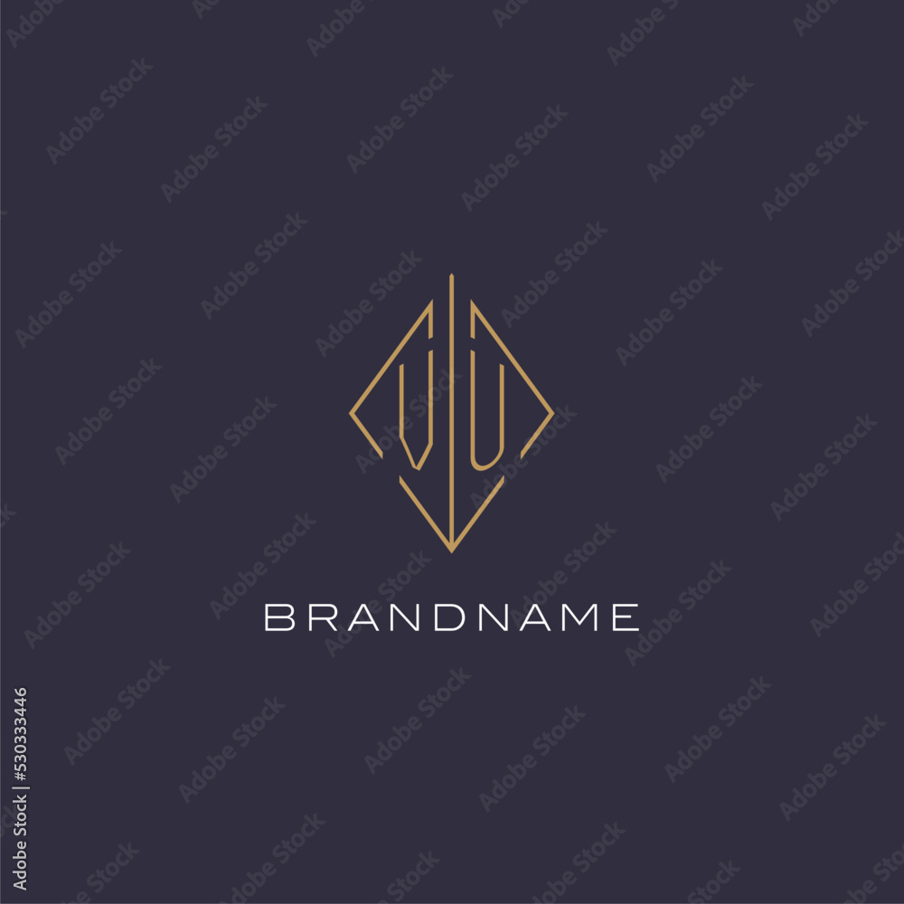 Initial letter VU logo monogram with diamond rhombus style design ideas ...