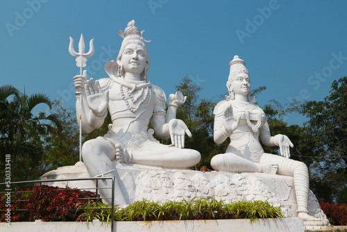 Giant statue of Lord Shiva and Parvati in Visakhapatnam, India. photo
